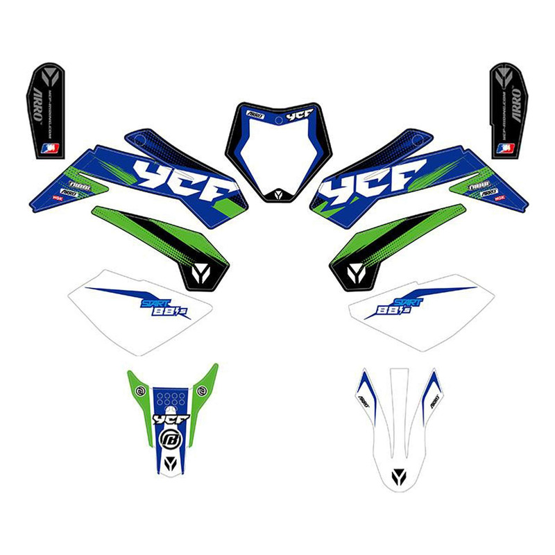 Kit déco complet bleu / blanc / vert YCF Start 88 2025-