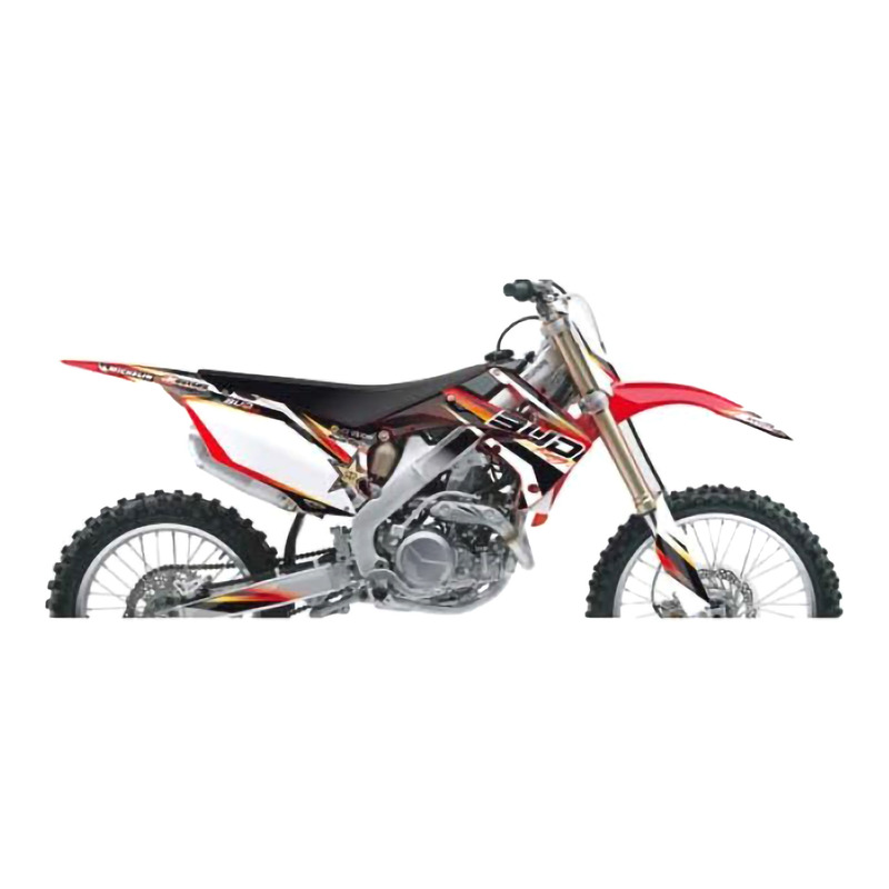 Kit Déco Complet BUD RACING Noir et Rouge avec Fonds de Plaques Noirs pour Honda 250 CRF 10-13