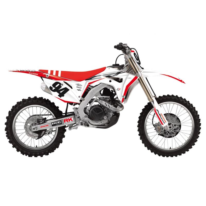 Kit déco + housse de selle Blackbird Super White Graphic Honda CRF 25
