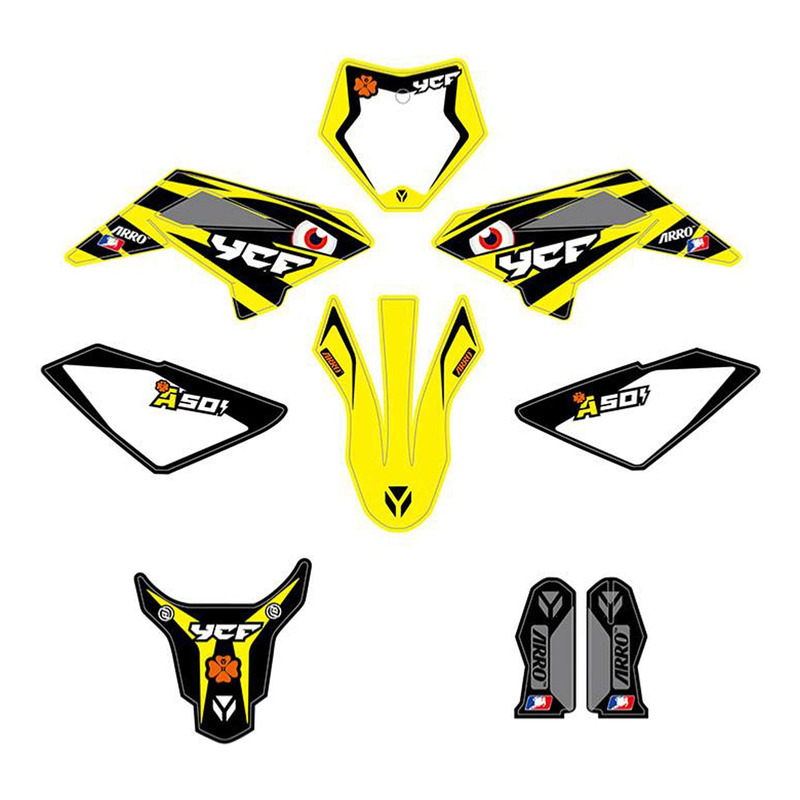 Kit déco jaune / noir / blanc YCF Pilot 50A 2025