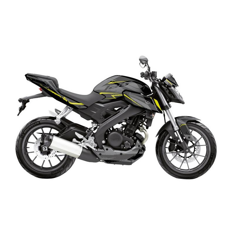 Kit déco Kutvek brillant Airline Noir/Jaune Yamaha MT-125 14-19