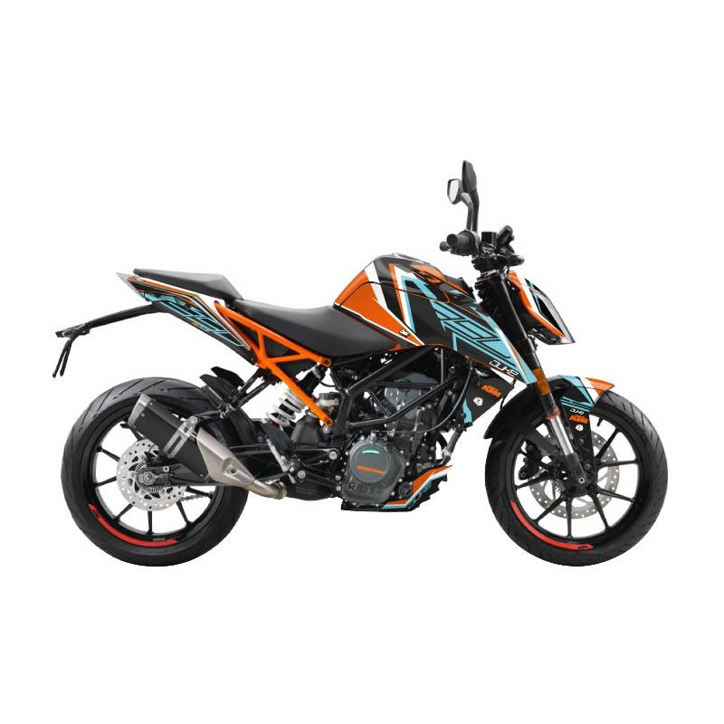 Kit déco Kutvek brillant Crux Orange/Bleu KTM Duke 390 13-16