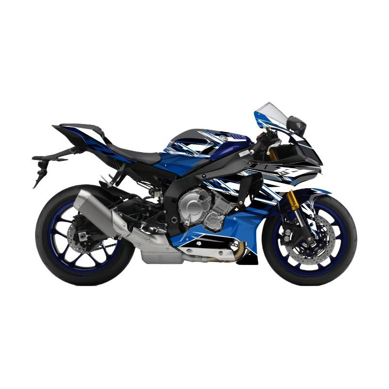 Kit déco Kutvek brillant Mission Noir/Bleu Yamaha YZF-R1 09-14