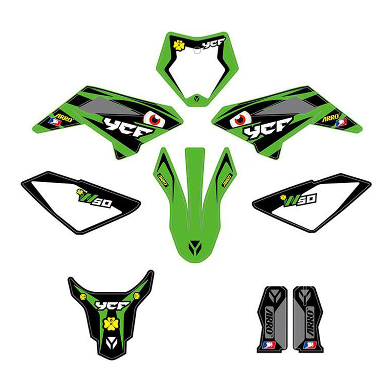 Kit déco vert / noir / blanc YCF 50E 2025