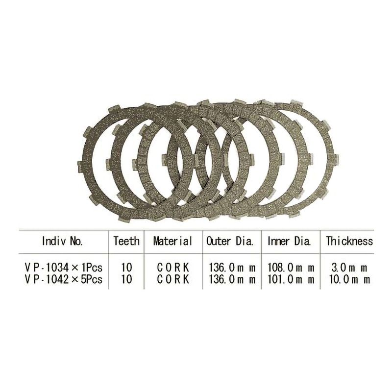 Kit disques d'embrayage garnis Kyoto Honda NSR 125 TC 01 88-89