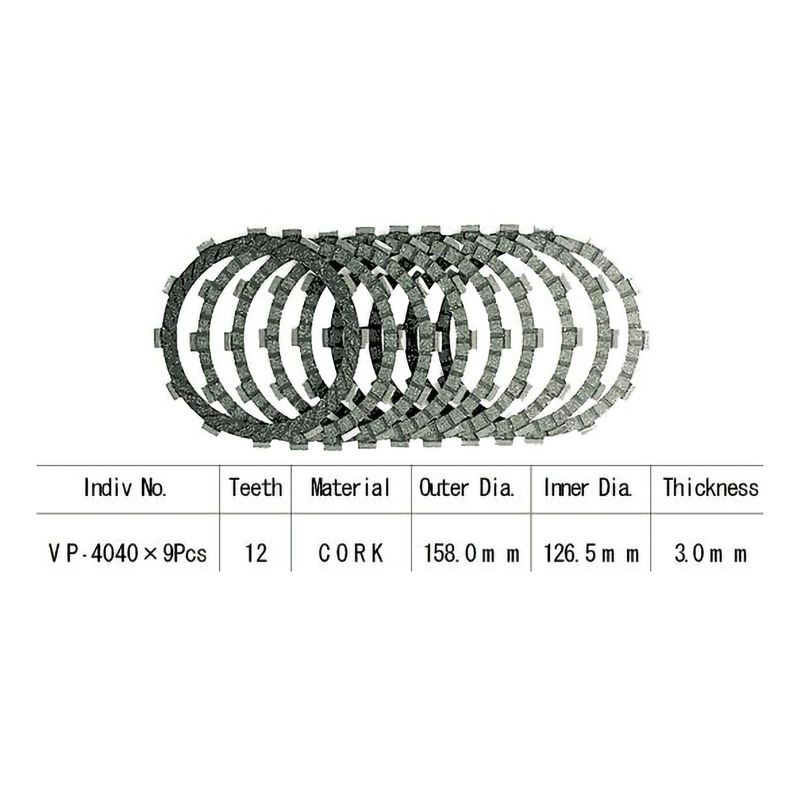 Kit disques d'embrayage garnis Kyoto Kawasaki KZ 1100 Gp 81-82