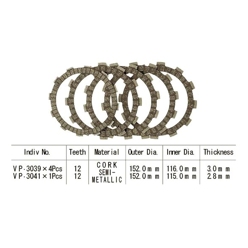Kit disques d'embrayage garnis Kyoto Suzuki DR 250 S 82-87