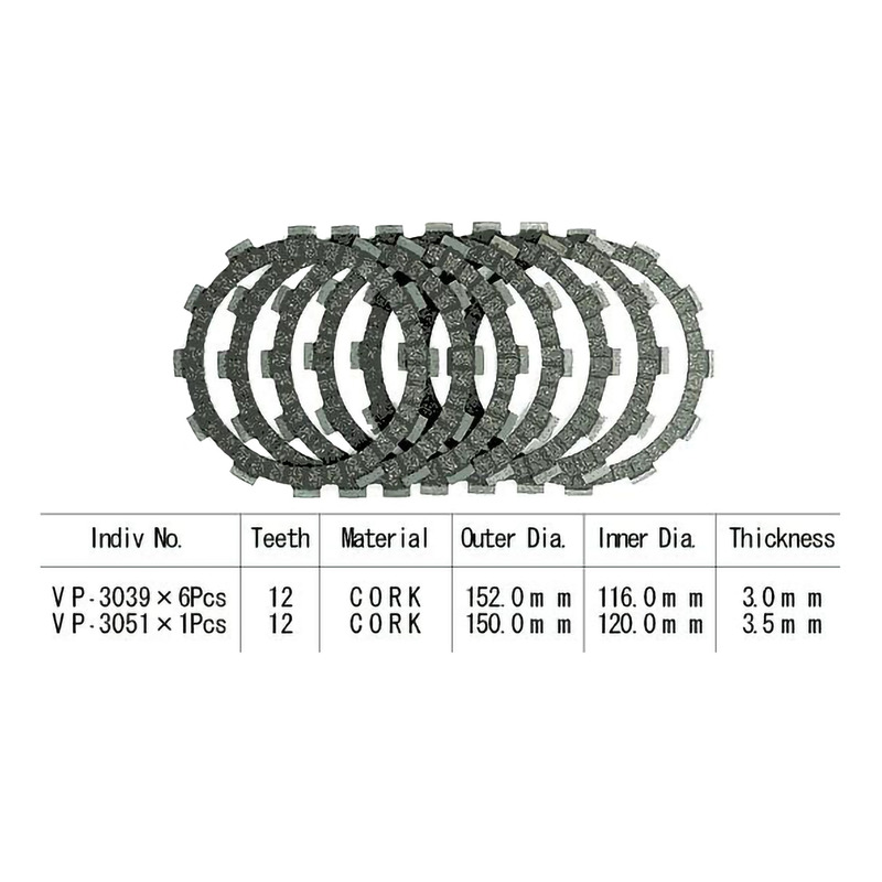 Kit disques d'embrayage garnis Kyoto Suzuki SV 650 S/N 99-02