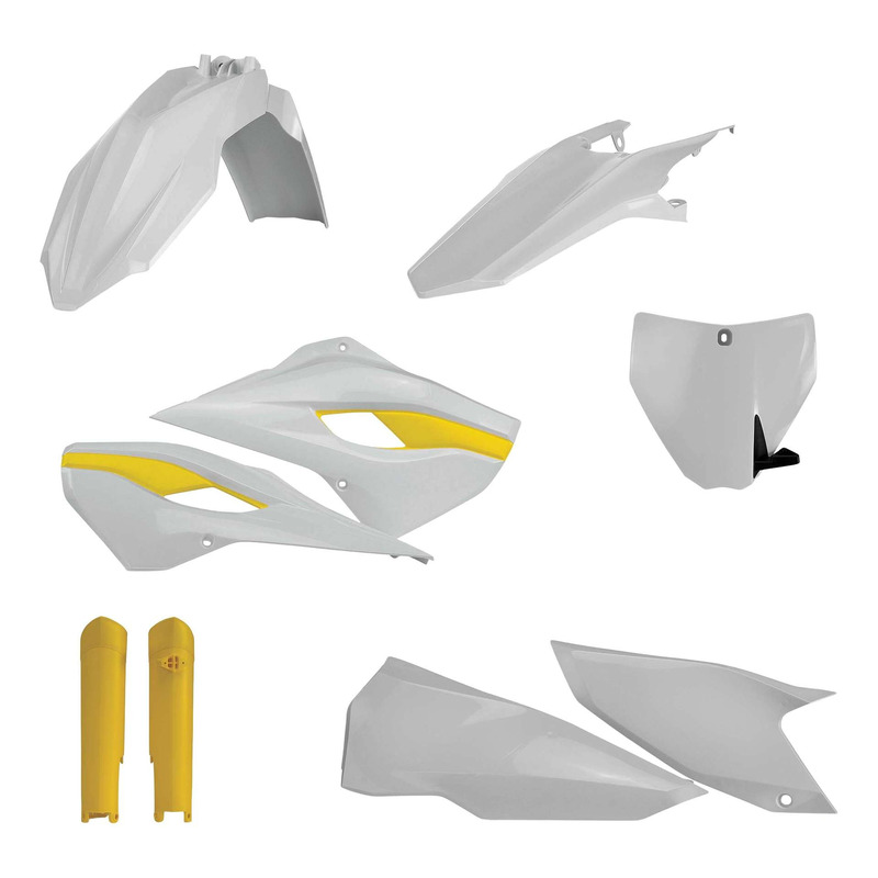 Kit Plastique Complet ACERBIS Type Origine Réplica 2015 Blanc / Jaune - Husqvarna TE / FE 14-15