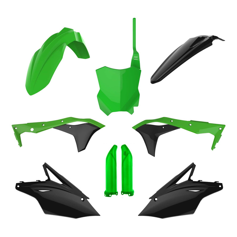 Kit plastique complet Polisport type origine vert / noir Kawasaki KX 2