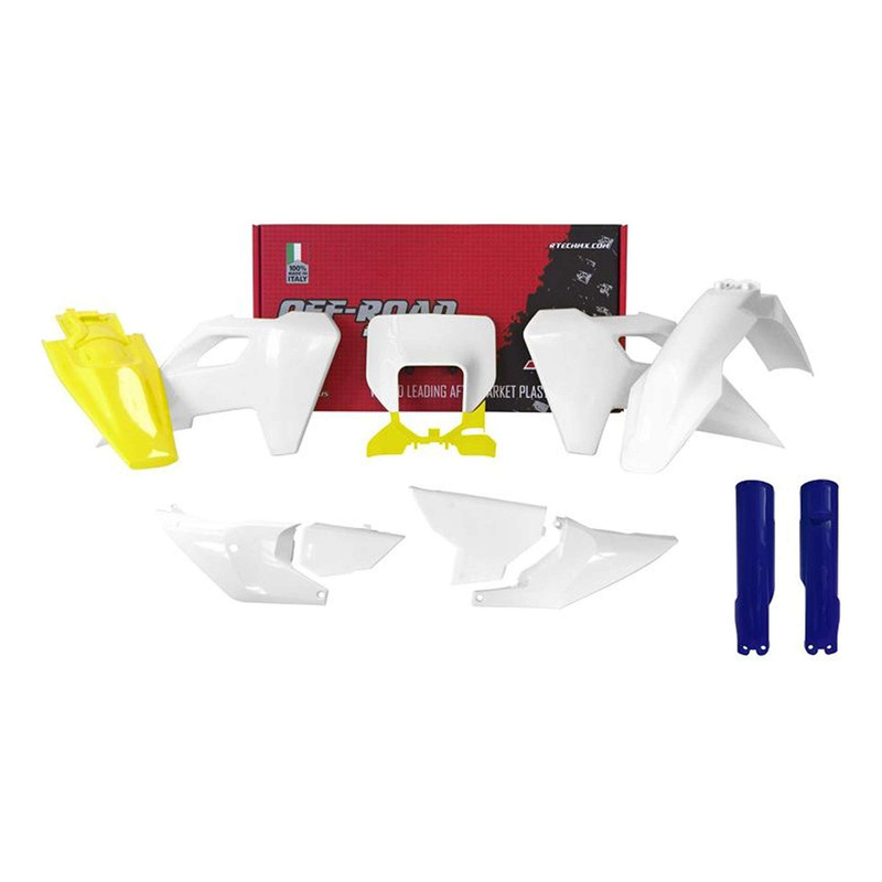 Kit Plastique Complet RTECH Blanc / Bleu / Jaune Fluo 8 PiÃ¨ces pour H