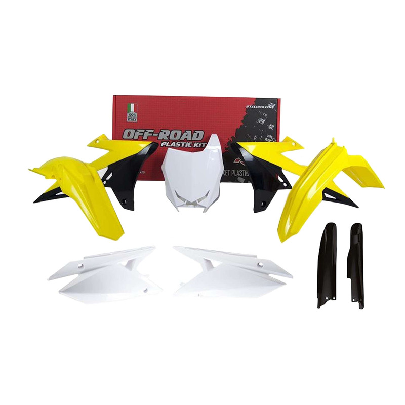 Kit Plastique Complet RTECH Jaune / Blanc / Noir 6 PiÃ¨ces pour Suzuki