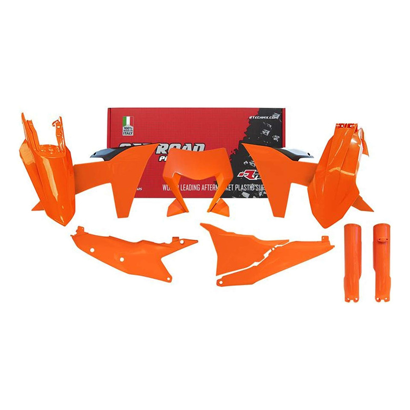 Kit Plastique Complet RTECH Orange / Noir 7 PiÃ¨ces pour KTM EXC / EXC