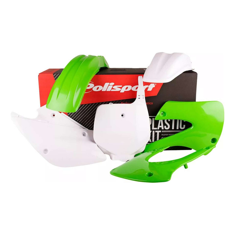 Kit Plastique POLISPORT MX Type Origine Vert/Blanc pour Kawasaki 85 KX 01-13