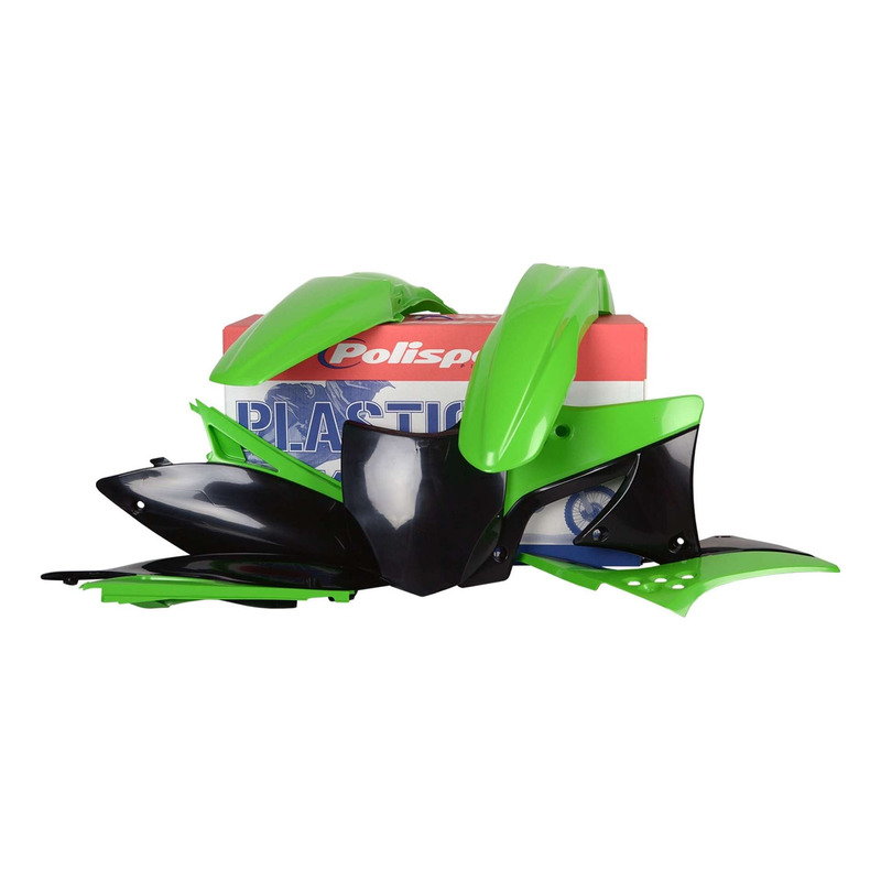 Kit Plastique POLISPORT MX Type Origine Vert/Noir pour Kawasaki 250 KXF 09-12