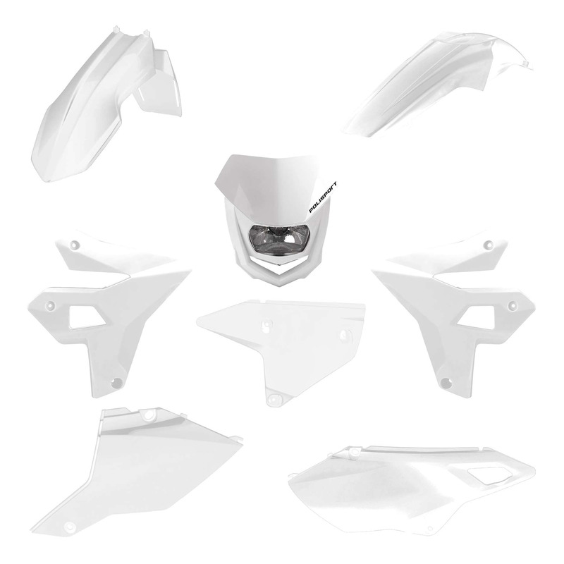 Kit Plastique POLISPORT MX Type RestylÃ© avec plaque phare Halo blanc