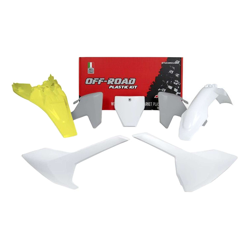 Kit Plastique RTECH Blanc / Gris / Jaune Fluo 5 PiÃ¨ces pour Husqvarna