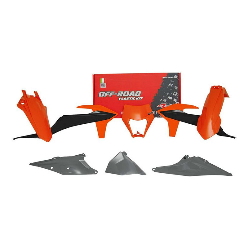 Kit Plastique RTECH Orange / Gris / Noir 6 PiÃ¨ces pour KTM EXC / EXCF