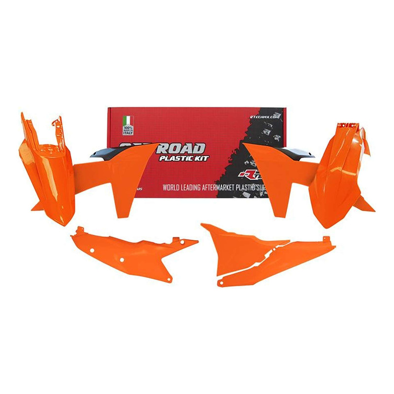 Kit Plastique RTECH Orange / Noir 5 PiÃ¨ces pour KTM EXC / EXCF 2024