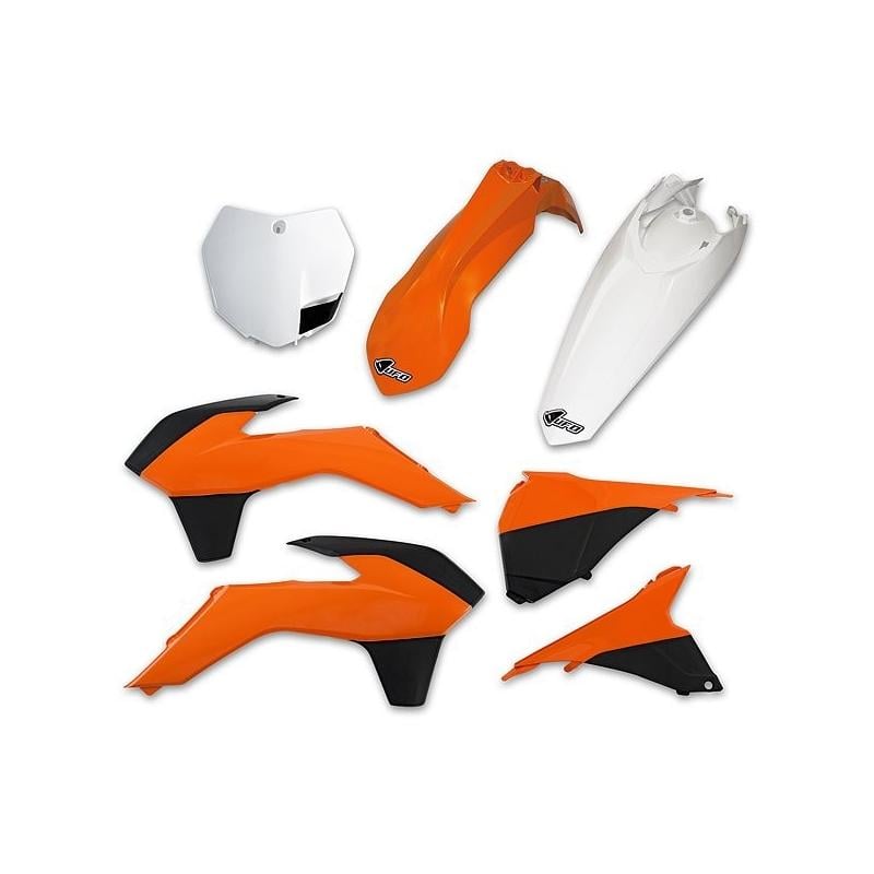 Kit plastique UFO KTM 125 SX 13-15 orange/noir/blanc (couleur origine 13-14)
