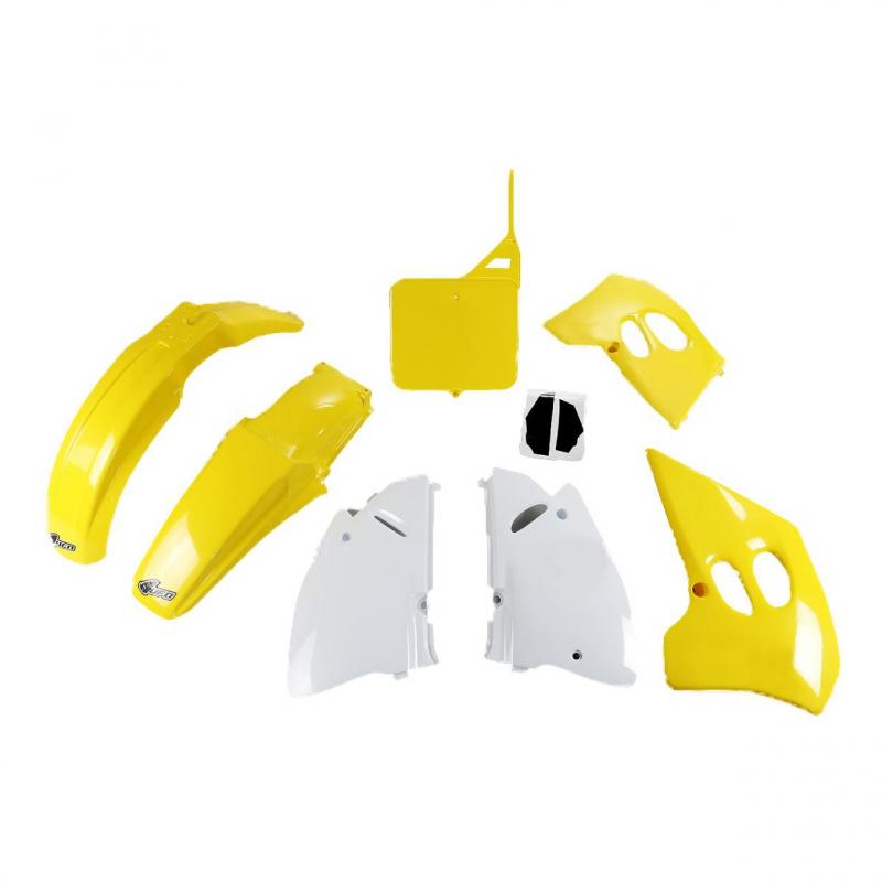 Kit plastiques UFO Suzuki 125 RM 1993 jaune/blanc (couleur OEM)
