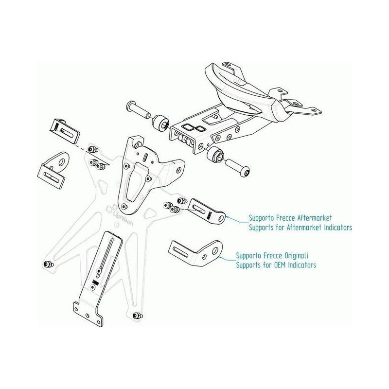Kit support de plaque réglable avec éclairage et catadioptre Lightech Triumph Trident 660 21-23