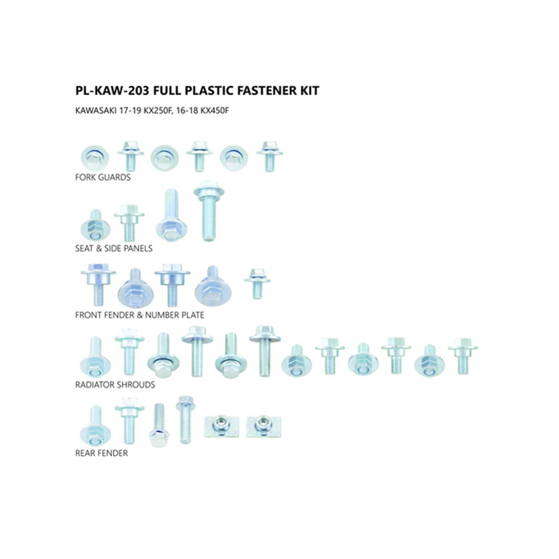 Kit visserie carÃ©nages UFO Kawasaki KXF 250cc 17-21 / 450cc 16-18