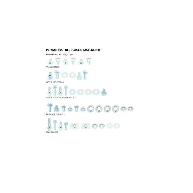 Kit visserie carÃ©nages UFO Yamaha YZ 125cc / 250cc 02-21