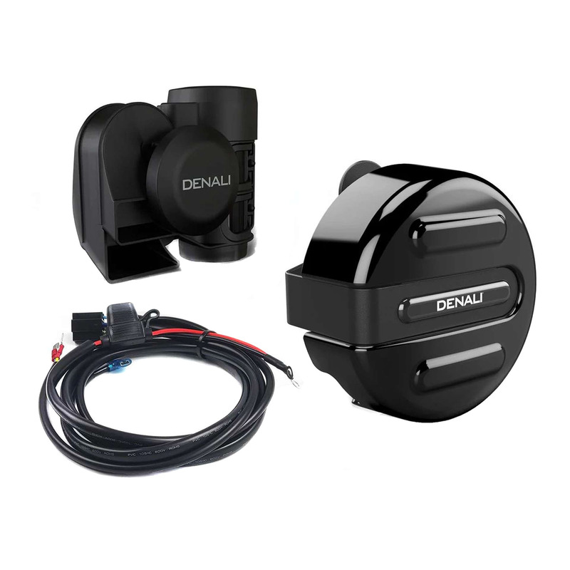 Klaxon surpuissant Denali SoundBomb avec enjoliveur noir pour Harley D
