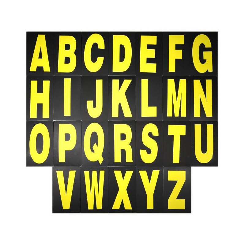 Lettres pour panneautage pit board Bike Tek jaune 26 pièces
