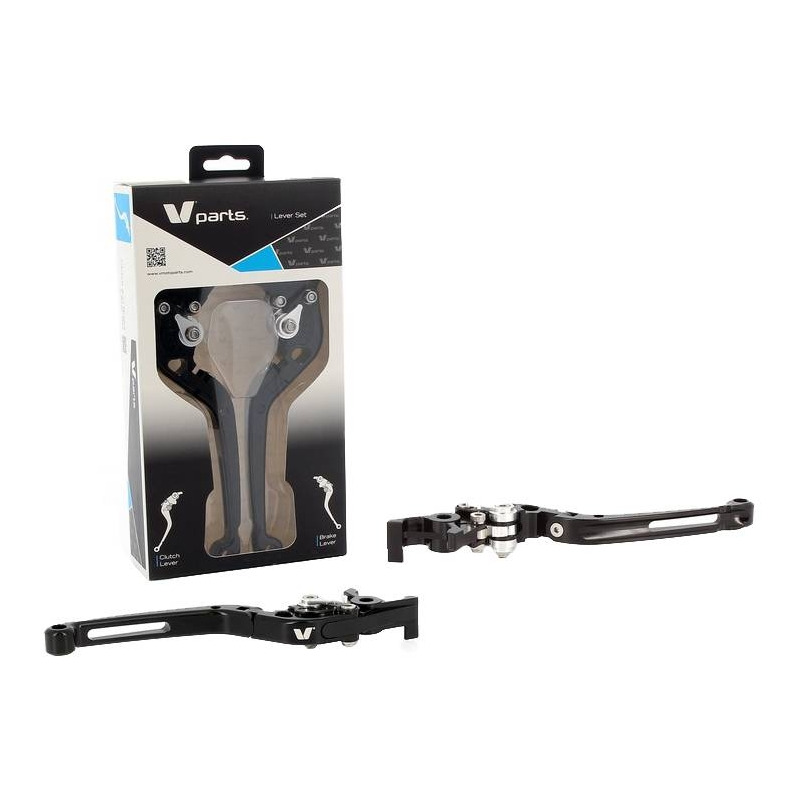 Leviers noirs V Parts 175mm avec adaptateurs Honda CBR 600 RR 03-06