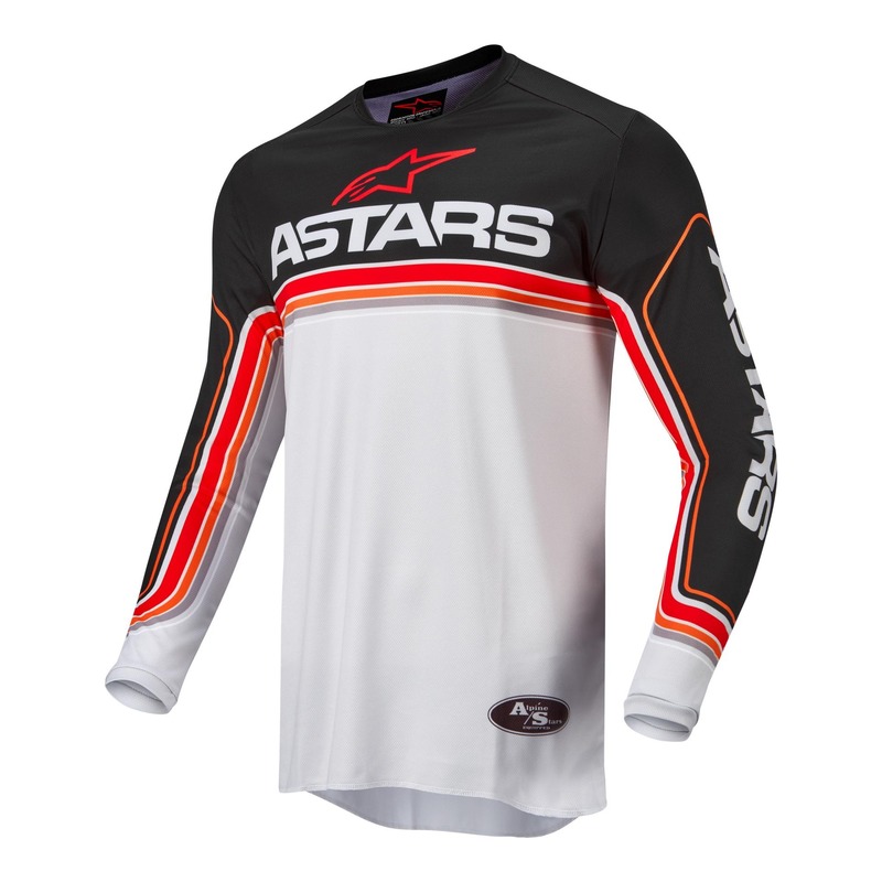 Maillot cross Alpinestars Fluid Speed noir/light gris/bright rouge- S