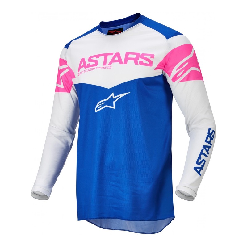 Maillot cross Alpinestars Fluid Tripple bleu/off blanc/rose fluo- S