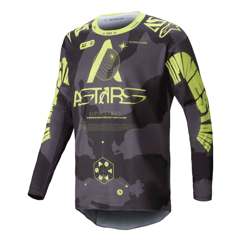 Maillot cross Alpinestars Racer Hollow dark camo/yellow fluo- M