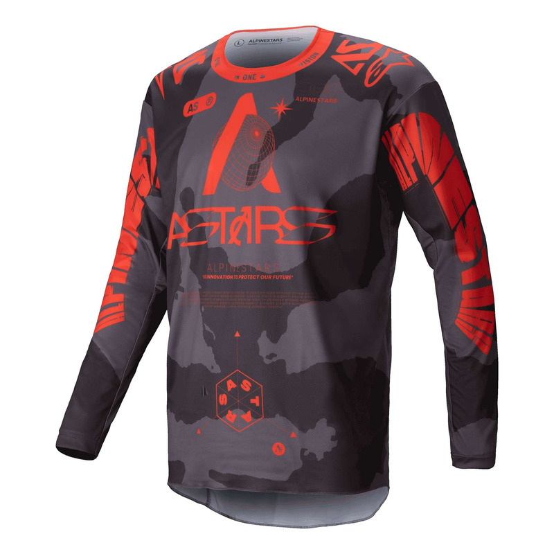 Maillot cross Alpinestars Racer Hollow gray camo/orange fluo