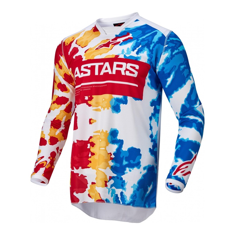 Maillot cross Alpinestars Racer Squad blanc/rouge/jaune/turquoise- S
