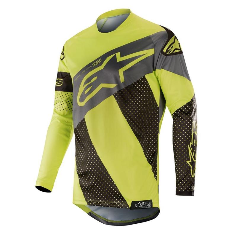 Maillot cross Alpinestars Racer Tech Atomic noir/jaune fluo/gris- M