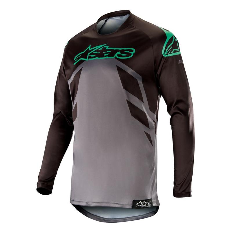 Maillot cross Alpinestars Racer Tech Compass noir/mid gray/turquoise-