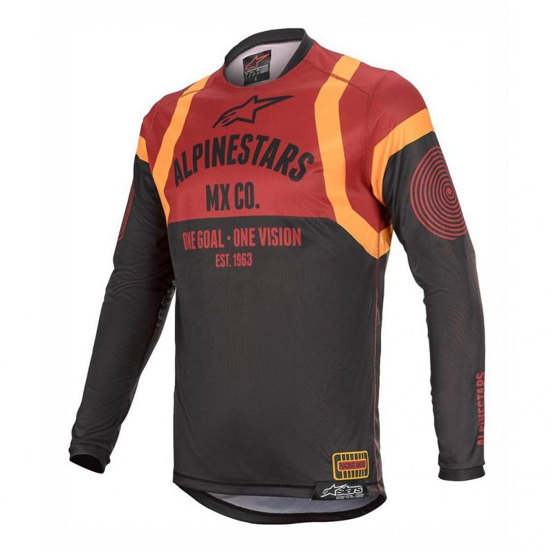 Maillot cross Alpinestars Racer Tech Flagship noir/bordeaux/orange- L