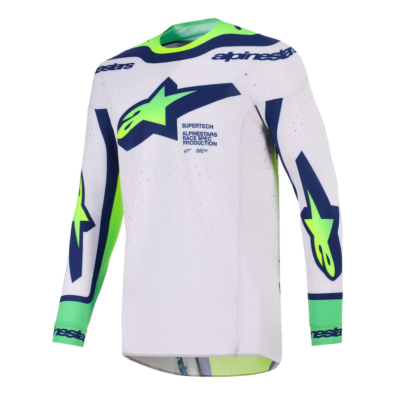 Maillot cross Alpinestars Supertech Vista light gray/yellow fluo/blue