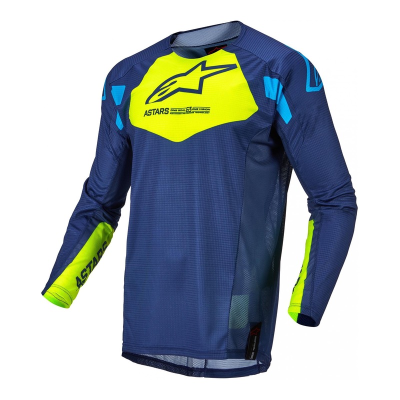 Maillot cross Alpinestars Techstar Factory dark bleu/jaune fluo/bleu n