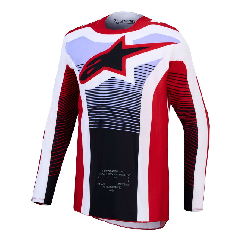 Maillot cross Alpinestars Techstar Maven fire red/white/lavender/black