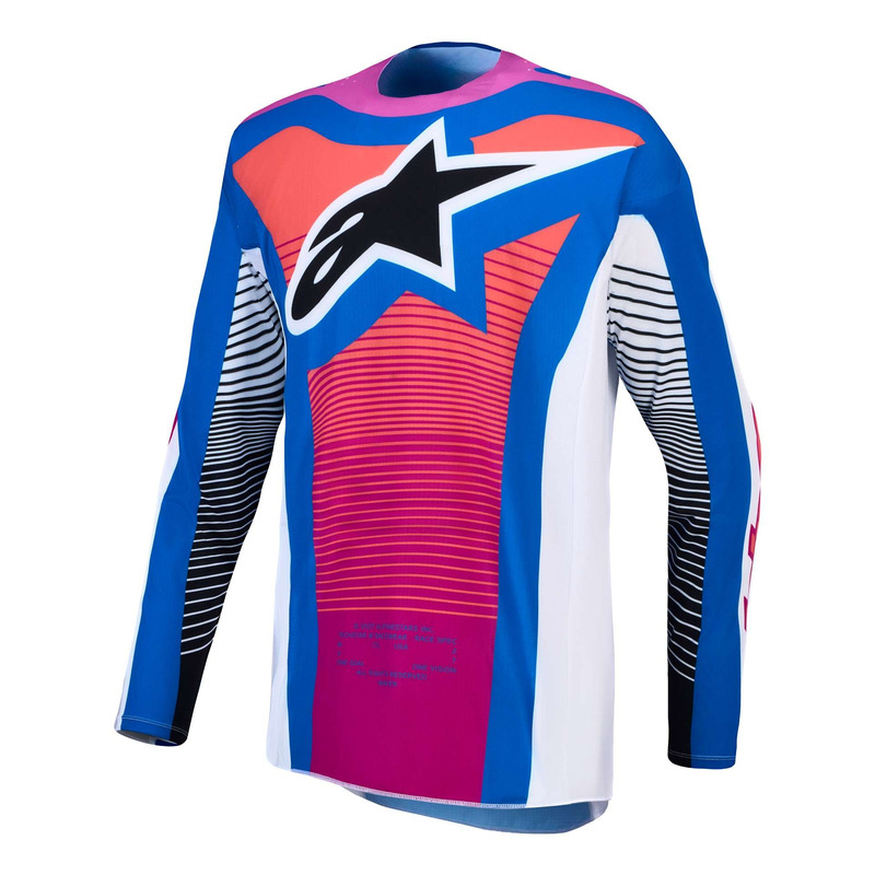 Maillot cross Alpinestars Techstar Maven white/hot coral/blithe blue