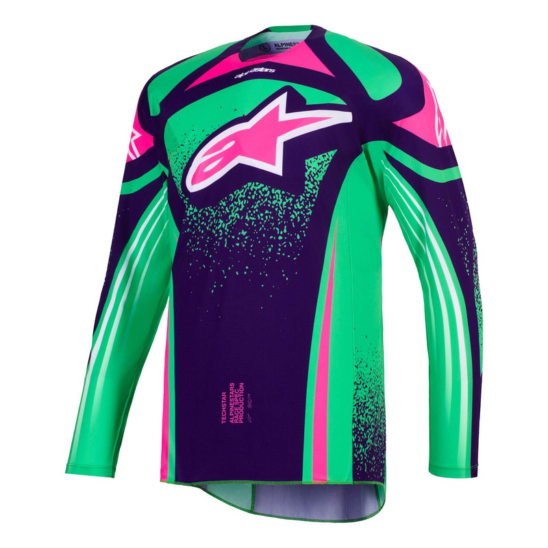 Maillot cross Alpinestars Techstar Nomur deep purple/green/pink fluo-