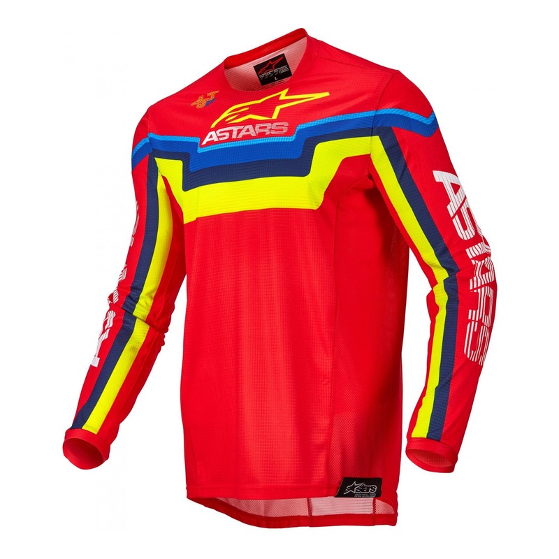 Maillot cross Alpinestars Techstar Quadro bright rouge/jaune fluo/bleu