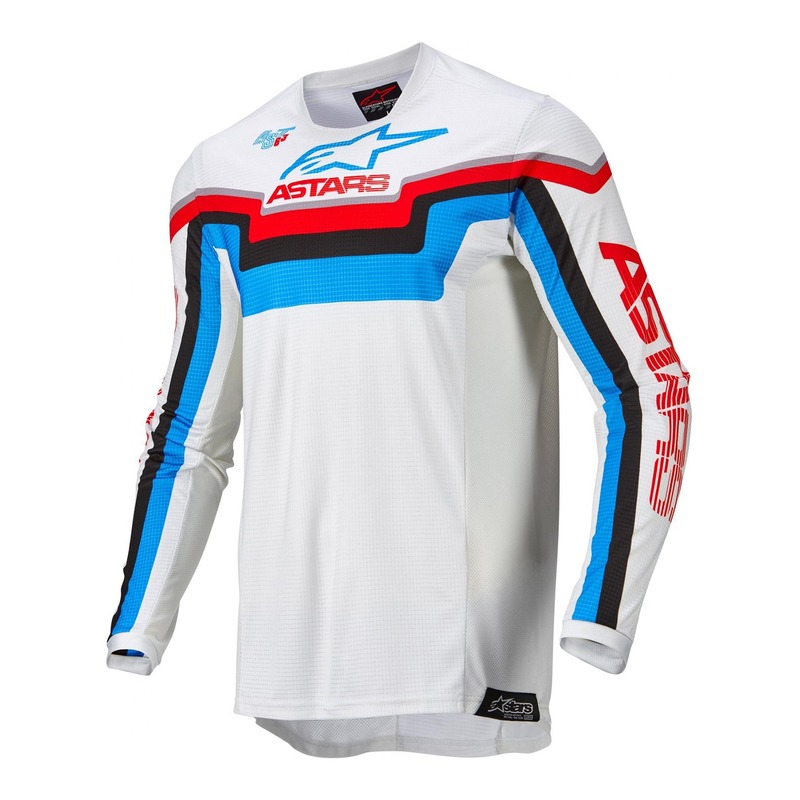 Maillot cross Alpinestars Techstar Quadro off blanc/bleu neon/bright r