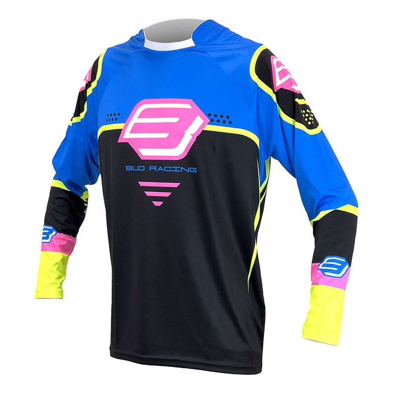 Maillot cross Bud Racing Racing Future Soldier bleu/noir/rose/jaune fluo