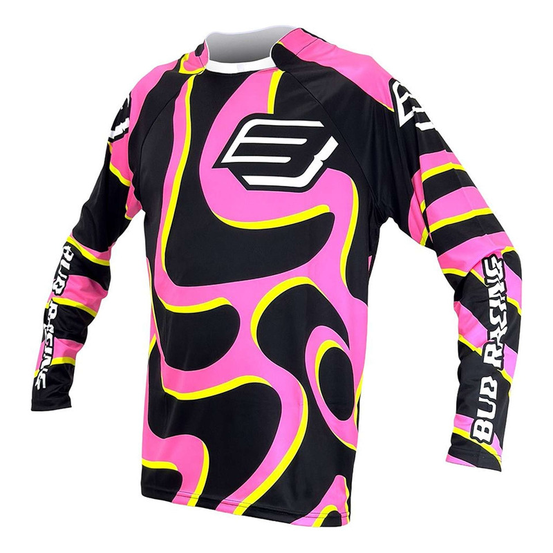 Maillot cross Bud Racing Racing Lava noir/rose fluo/jaune fluo