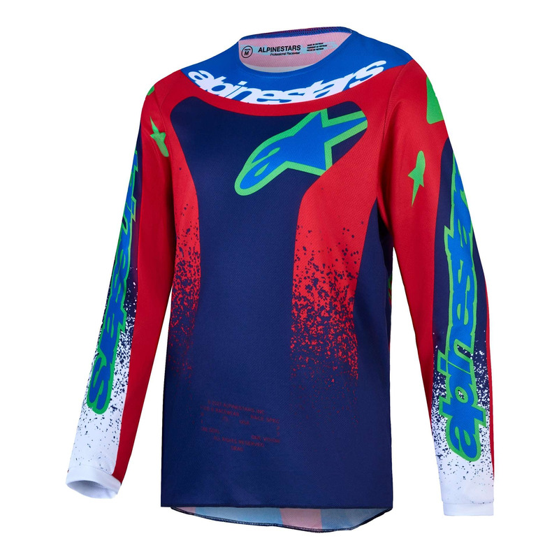 Maillot cross enfant Alpinestars Fluid Youth Drag blue navy/fire red/white