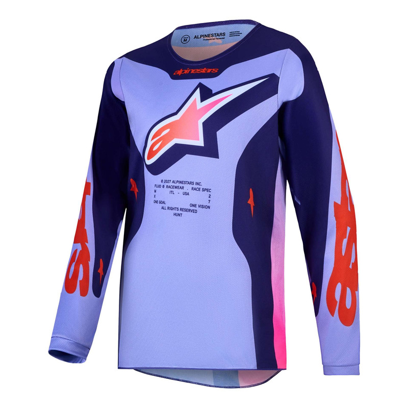 Maillot cross enfant Alpinestars Fluid Youth Hunt light violet/deep purple/pink fluo